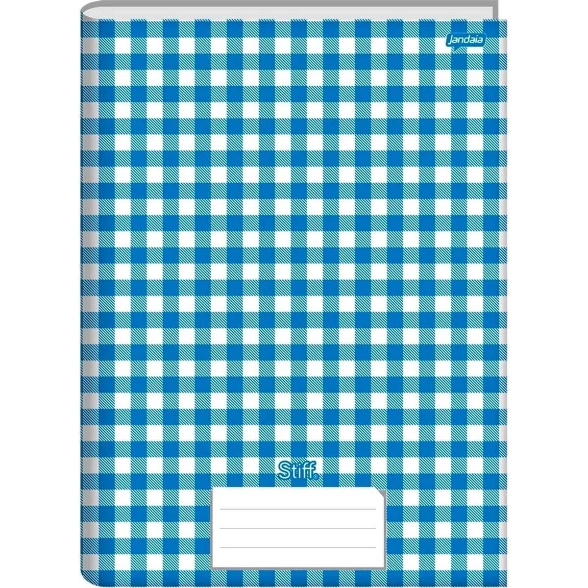 CADERNO BROCHURA 1/4 CD 48F JANDAIA STIFF XADREZ AZUL