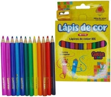 LAPIS DE COR JUMBO GATTE COM 12 CORES